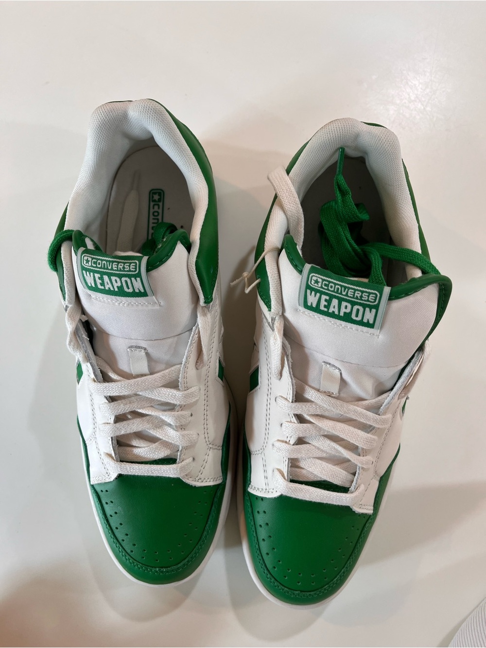 Converse Weapon Low-Top Sneakers in White & Green Mens Size 11 New without Box - Picture 3 of 9